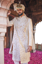 Load image into Gallery viewer, Cream Moti and Sequins Embroidered Sherwani
