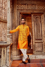 Load image into Gallery viewer, Haldi Raw Silk Mirror Embellished Bundi Set
