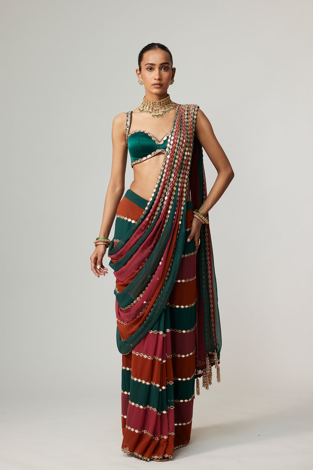 CRANBERRY MULTICOLOR SAREE