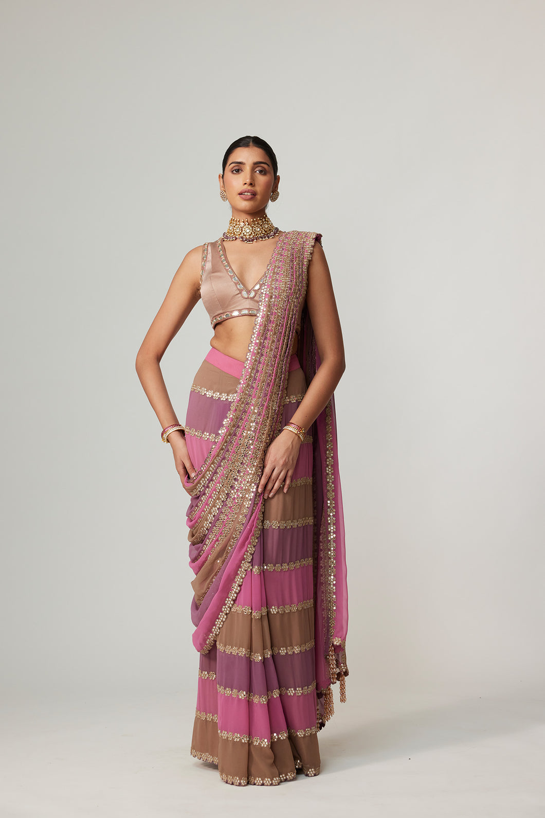 MUD MAUVE MULTICOLOR SAREE