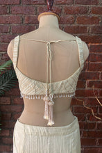 Load image into Gallery viewer, Champagne Gold shimmer tissue Pre-stitched saree
