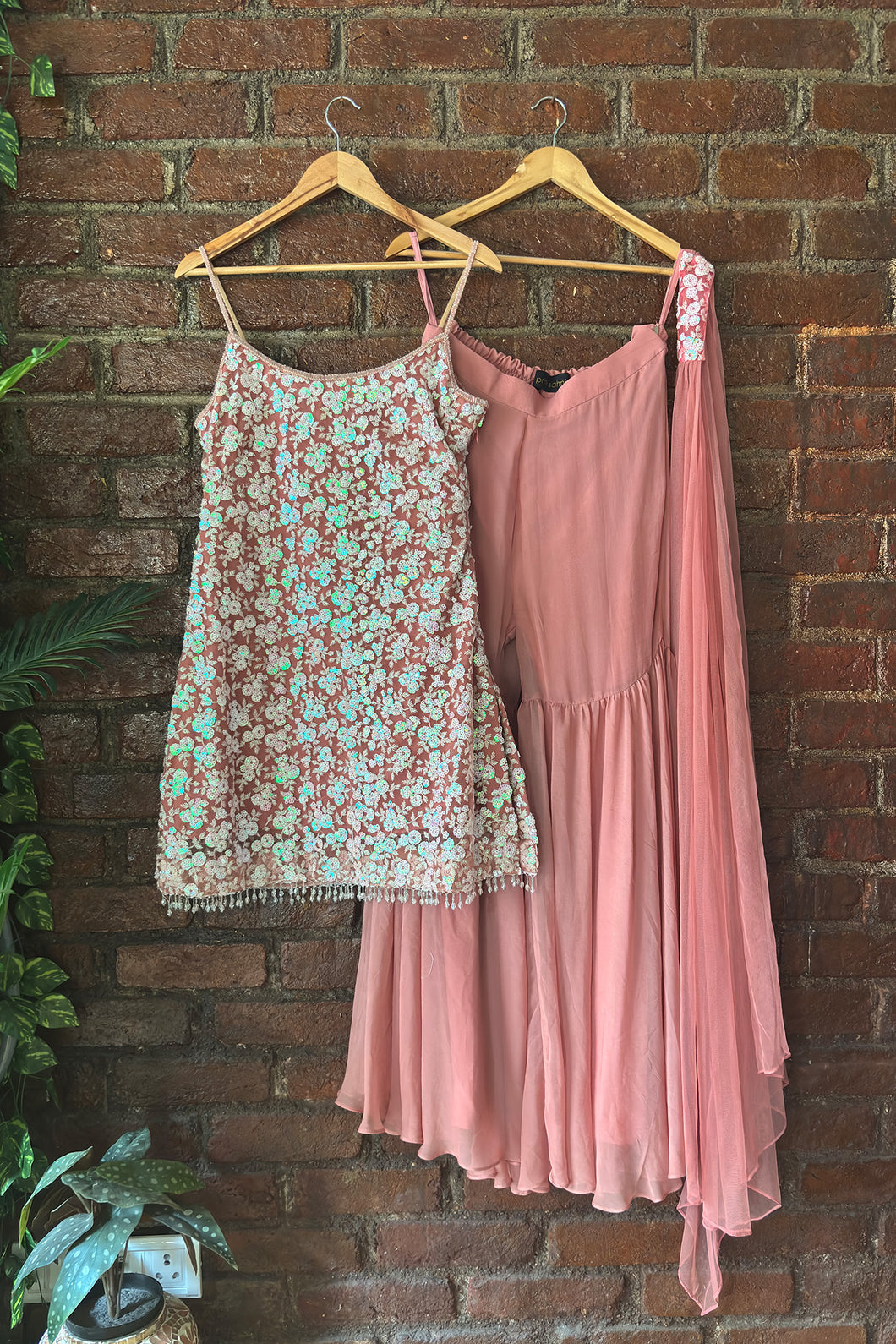 Rose Dust sequin work kurta and sharara set