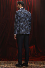 Load image into Gallery viewer, Blue and Black Sequin Jacquard Fabric Tuxedo

