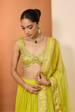 Load image into Gallery viewer, Olive yellow lehenga set
