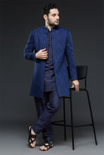 Load image into Gallery viewer, Navy Blue Sherwani Jacket Set
