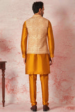 Load image into Gallery viewer, Opulent Beige Bundi and Vibrant Orange Kurta Ensemble
