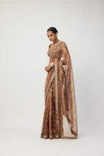 Load image into Gallery viewer, Copper Shimmer Organza saree set
