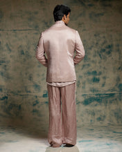 Load image into Gallery viewer, Mauve hand embroidered concept blazer set.

