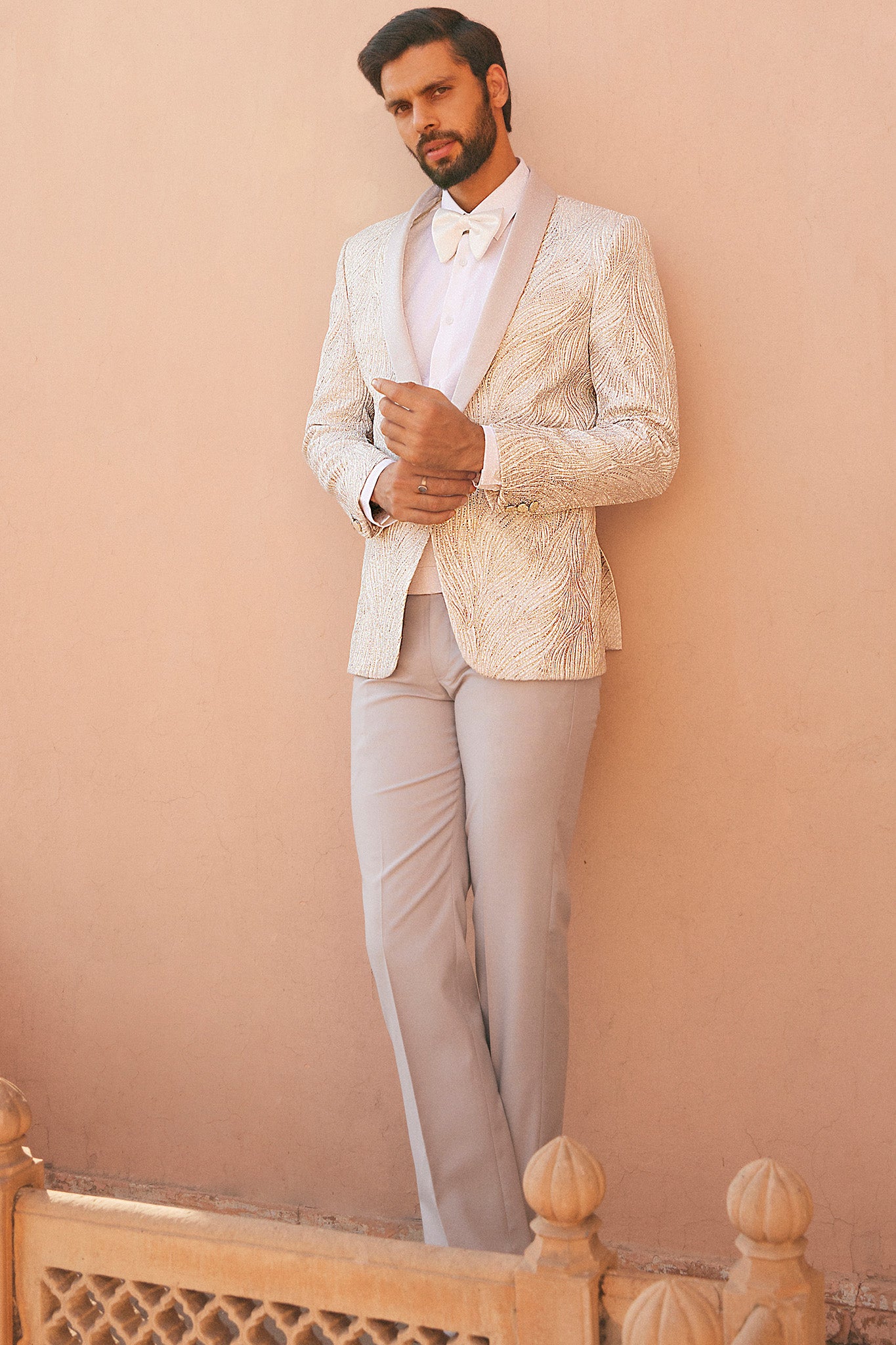 Pristine Whiteness Hand Embroidered Ceremonial Tuxedo
