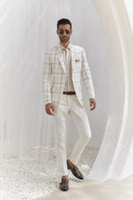 Load image into Gallery viewer, Porcelain White Windowpane Check Blazer Set
