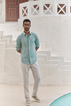 Load image into Gallery viewer, Teal Tree Embroidery Tropical Shirt
