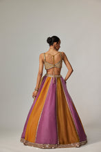 Load image into Gallery viewer, MUSTARD MULTICOLOR LINEAR LEHENGA WITH SWEETHEART NECK BLOUSE
