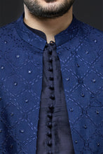 Load image into Gallery viewer, Navy Blue Sherwani Jacket Set
