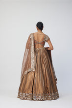 Load image into Gallery viewer, Copper Shimmer Organza Linear Lehenga Set
