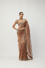 Load image into Gallery viewer, Copper Shimmer Organza saree set

