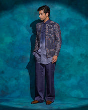 Load image into Gallery viewer, Oceanic Purple hand embroidered short jacket set
