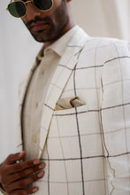 Load image into Gallery viewer, Porcelain White Windowpane Check Blazer Set

