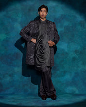 Load image into Gallery viewer, Charcoal Gray hand embroidered contemporary jacket set
