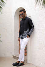 Load image into Gallery viewer, Black City Resham Embroidered Linen Shirt
