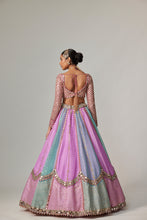 Load image into Gallery viewer, MAUVE MULTICOLOR SEQUIN SCATTERED LEHENGA WITH SWEETHEART FULL SLEEVE BLOUSE
