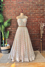 Load image into Gallery viewer, Beige Sequin work corset and lehenga set
