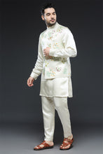 Load image into Gallery viewer, Ivory Hand Painted and Hand Embroidered Vest Set
