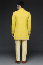 Load image into Gallery viewer, Mustard Threadwork Sherwani Jacket Set
