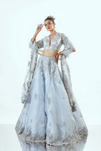 Load image into Gallery viewer, LILY FLOWER AQUA BLUE - LILY FLOWER ORGANZA LEHENGA SET
