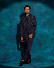Load image into Gallery viewer, Midnight Blue floral embroidered set
