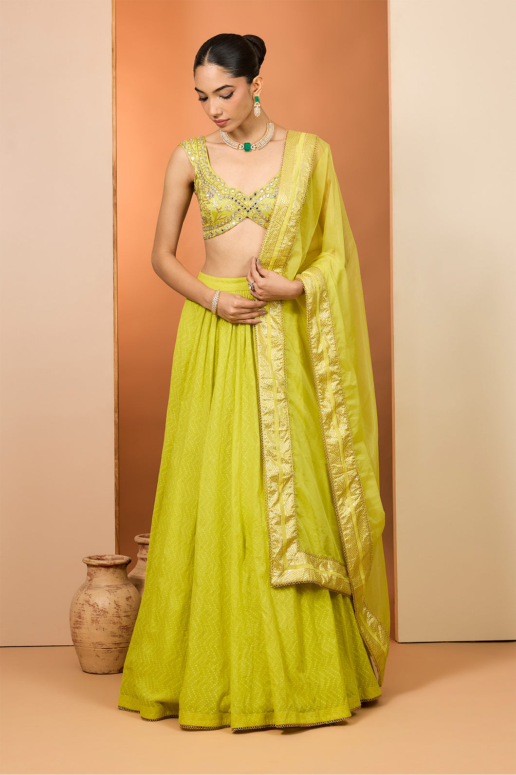 Olive yellow lehenga set