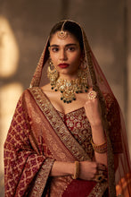 Load image into Gallery viewer, Maroon Raw Silk Double Dupatta Lehenga Set
