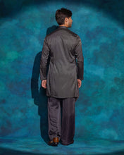 Load image into Gallery viewer, Charcoal Gray hand embroidered contemporary jacket set
