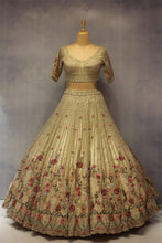 Load image into Gallery viewer, Ivory Organza Double Dupatta Lehenga Set
