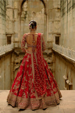 Load image into Gallery viewer, Red Raw Silk Lehenga With Multi-Bead Work
