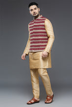 Load image into Gallery viewer, Wine and Beige Vest Set
