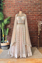 Load image into Gallery viewer, Beige Sequin work corset and lehenga set
