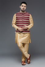 Load image into Gallery viewer, Wine and Beige Vest Set

