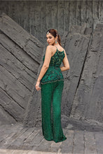 Load image into Gallery viewer, Green Net Embroidery, Sequins Round Neck Hand Tunic Sharara Set
