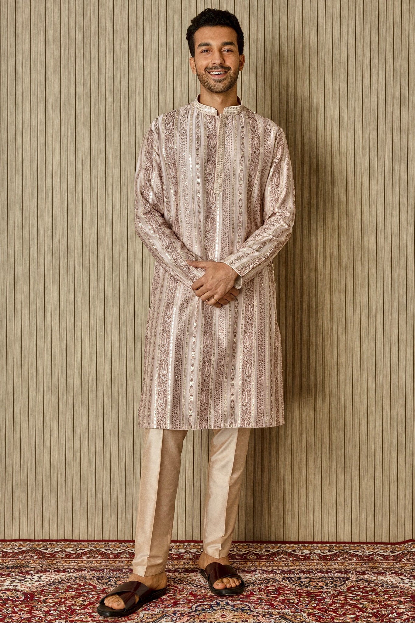 Peach Sequin Radiance Chanderi Silk Kurta