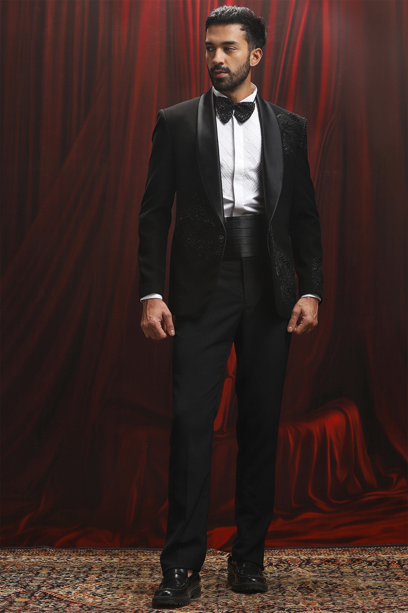 Black Jacquard Textured Tuxedo