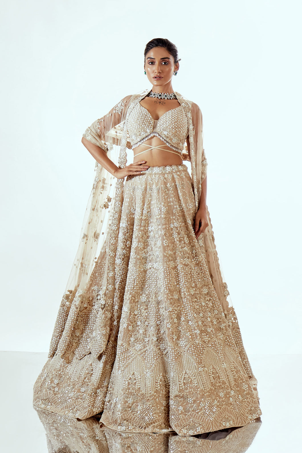 IRISH BEIGE - IRISH ORGANZA LEHENGA SET