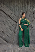 Load image into Gallery viewer, Green Net Embroidery, Sequins Round Neck Hand Tunic Sharara Set
