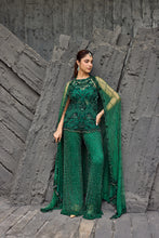 Load image into Gallery viewer, Green Net Embroidery, Sequins Round Neck Hand Tunic Sharara Set
