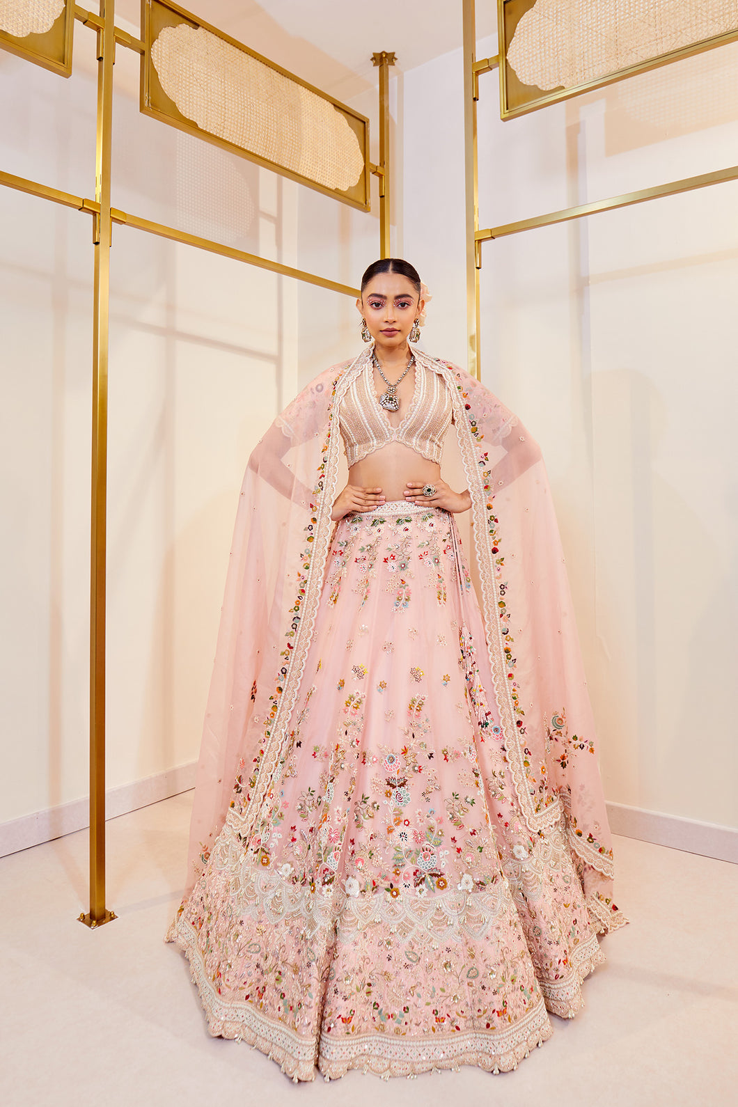 Floret  -  FLORET ORGANZA  Zardosi Bridal Lehenga Set