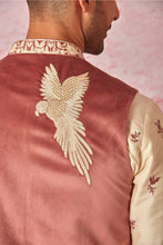 Load image into Gallery viewer, Pink Velvet Bundi with Cream Chanderi Silk Kurta Set
