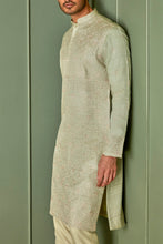 Load image into Gallery viewer, Olive Elegance Tussar Silk Kurta with Resham Embroidery in Gold Floral and All Over Embroidery
