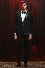 Load image into Gallery viewer, Black Asymmetric Embellished Lapel Tuxedo
