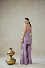 Load image into Gallery viewer, Mauve Sharara Trouser With Multiresham Halter Neck Kurta Set
