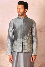 Load image into Gallery viewer, Grey City Design Embroidered Bundi Set 
