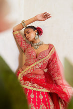 Load image into Gallery viewer, Daraksha -  Divine Sangria Raw Silk Zardosi Bridal Lehenga Set
